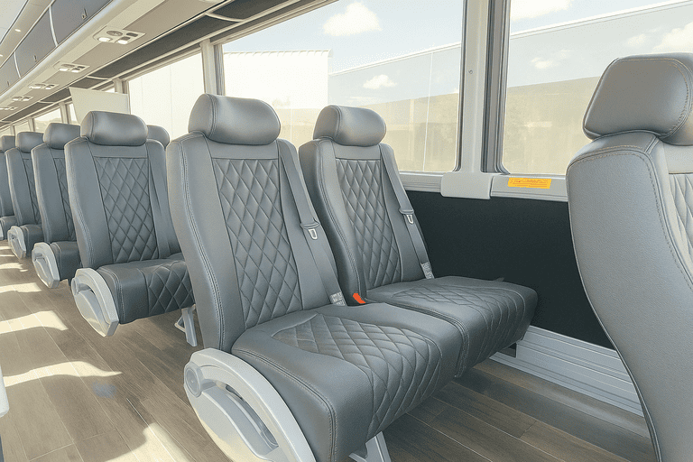 interior of Madison Minibus Company charter bus